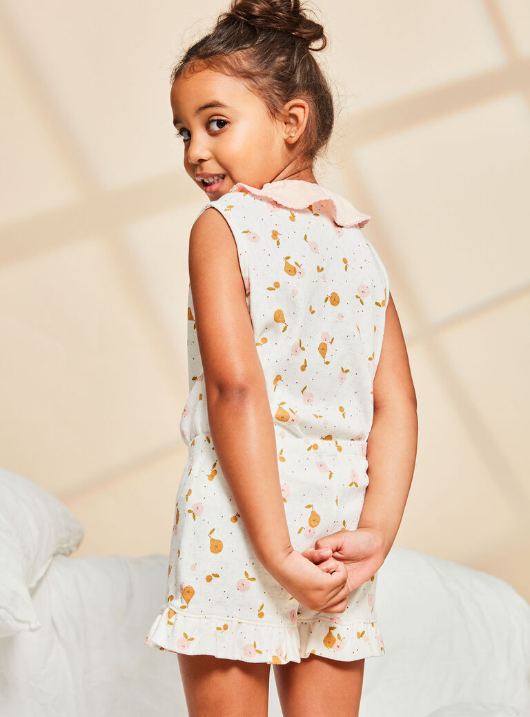 Ensemble pyjama débardeur et short écru à imprimé fruits