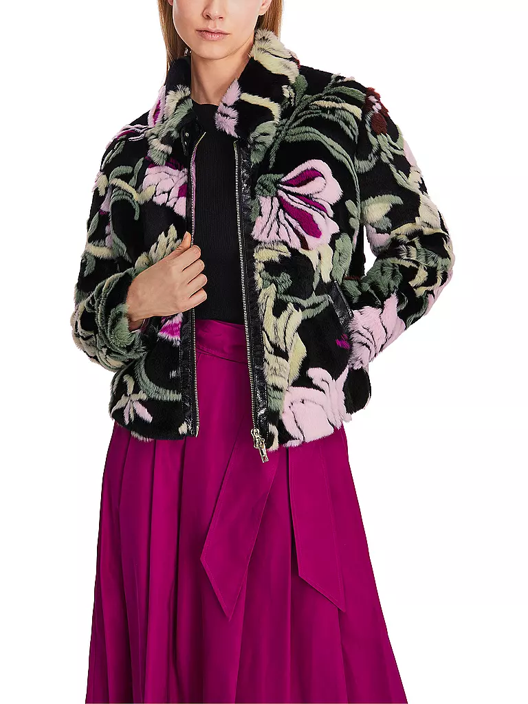 MARC CAIN Jacke in Felloptik schwarz