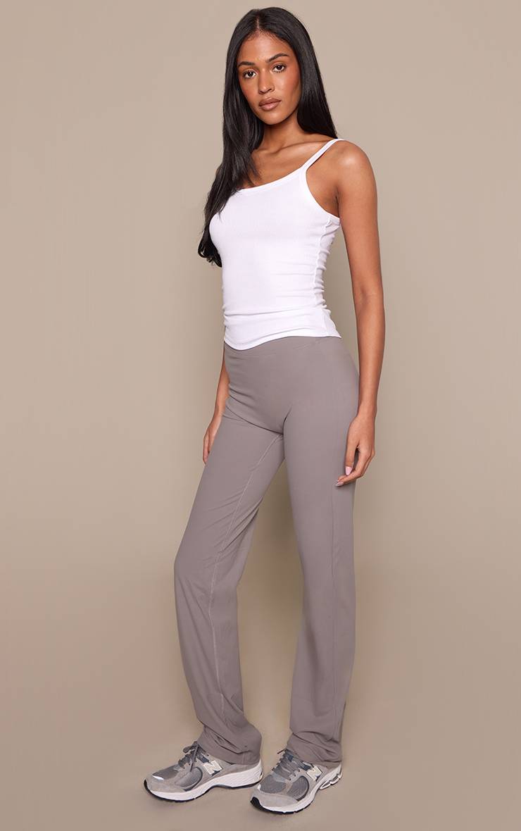 Charbon Pantalon Évasé Sculptant À Taille Haute