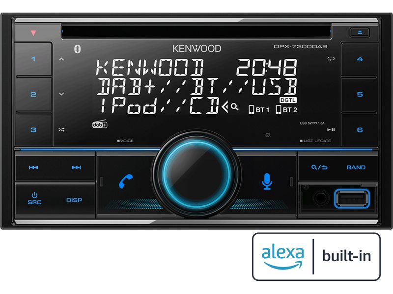 Kenwood Autoradio DPX-7300DAB 2 DIN CD/USB-Receiver mit Bluetooth, Digitalradio DAB  & Amazon Alexa Control