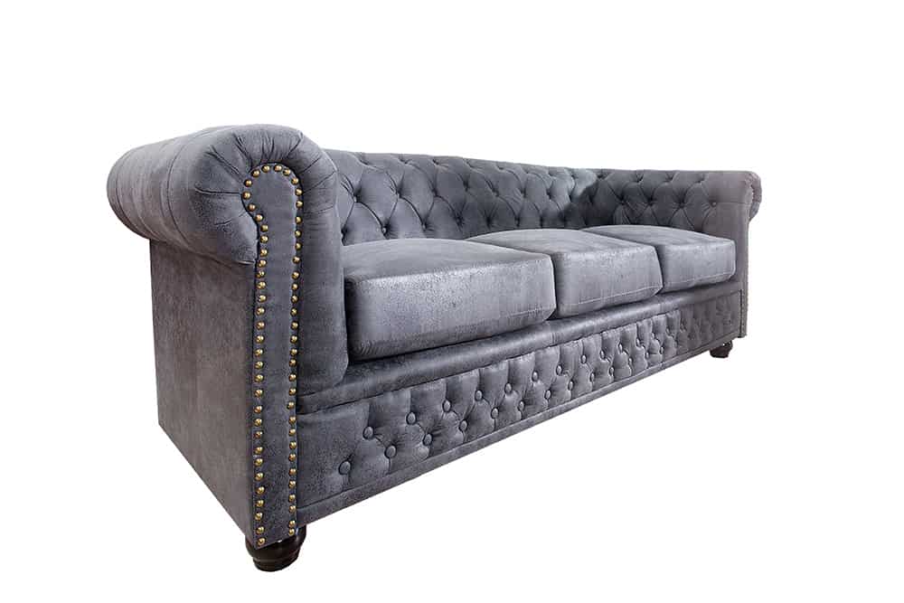 Design 3er Sofa CHESTERFIELD 200cm antik grau Federkern 3-Sitzer Loungesofa