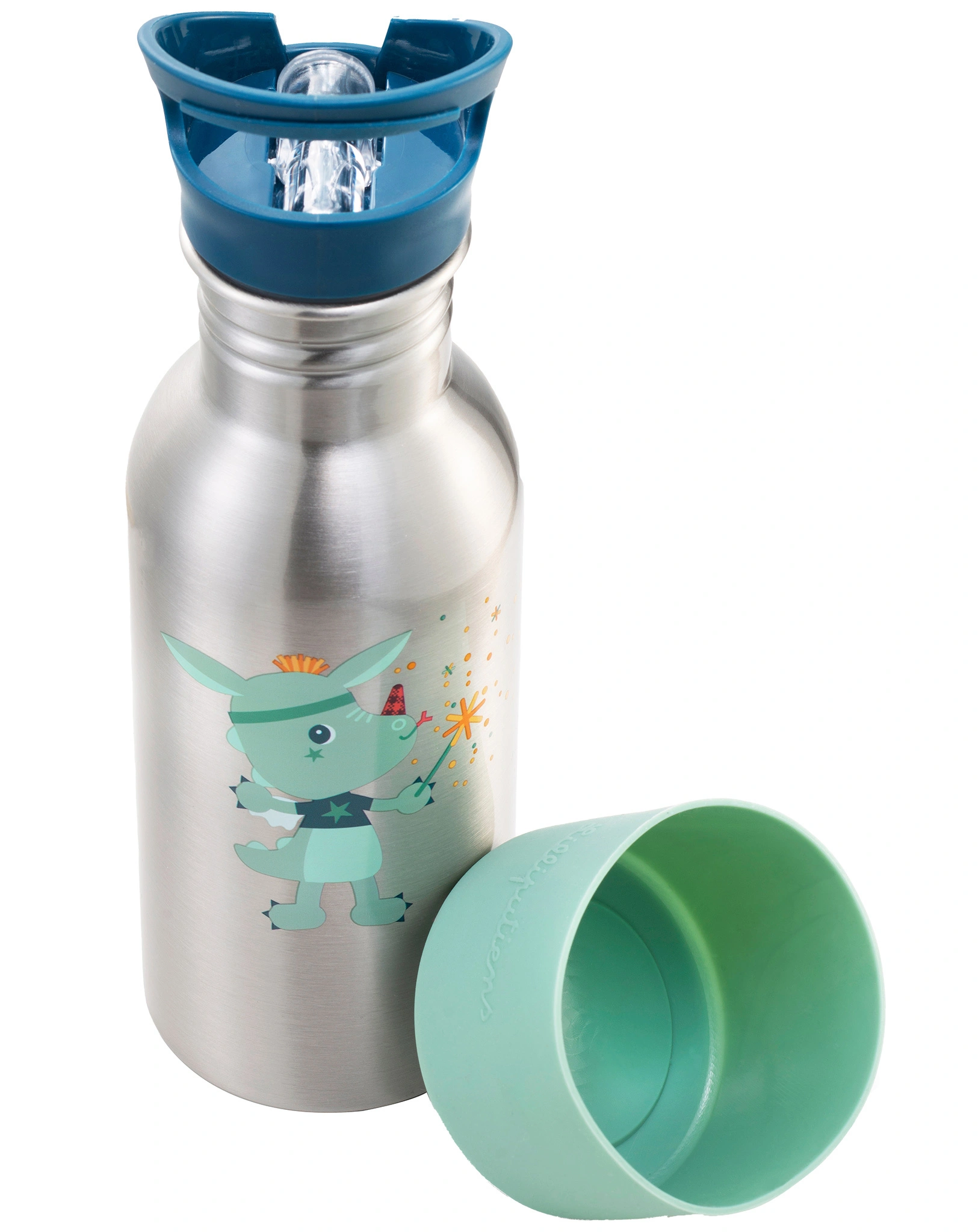 Edelstahl-Trinkflasche  MAGIC JOE (0,6l) in silber/blau
