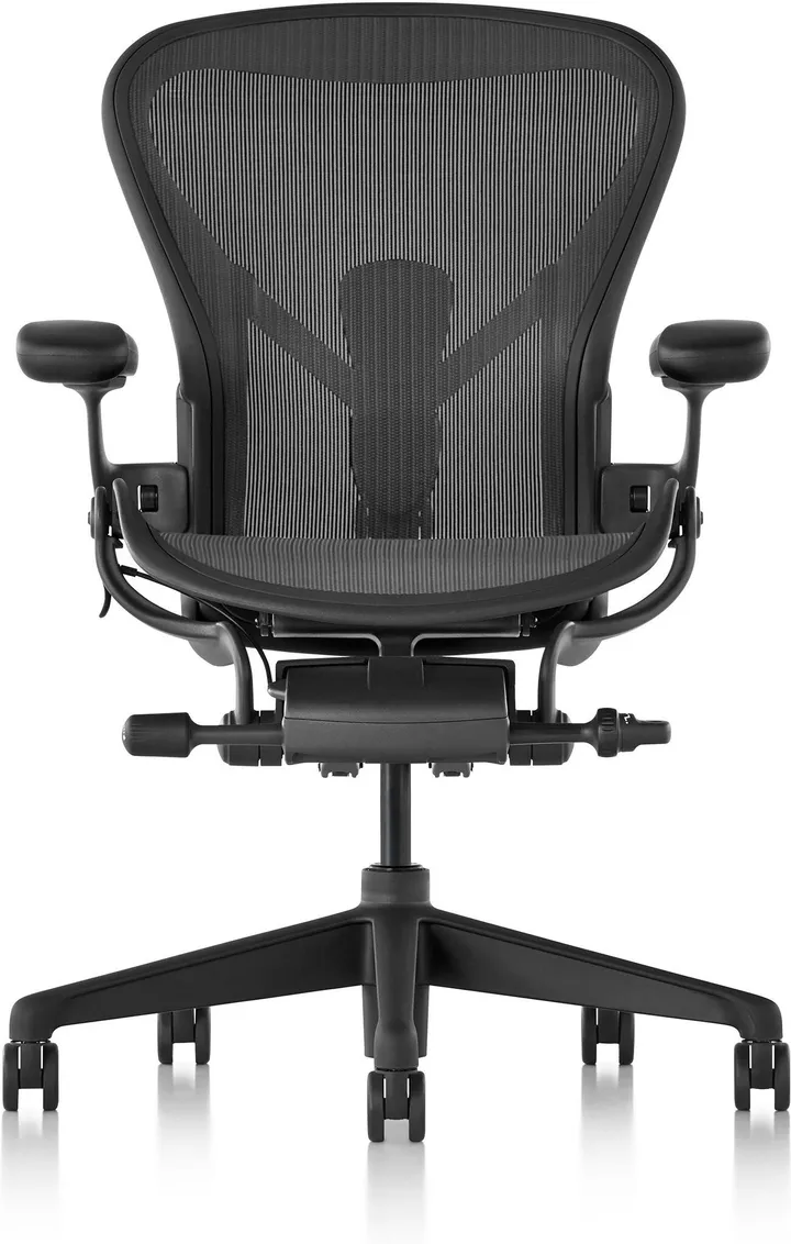 Herman Miller Aeron Remastered office chair, graphite, size B, depth-adjustable backrest