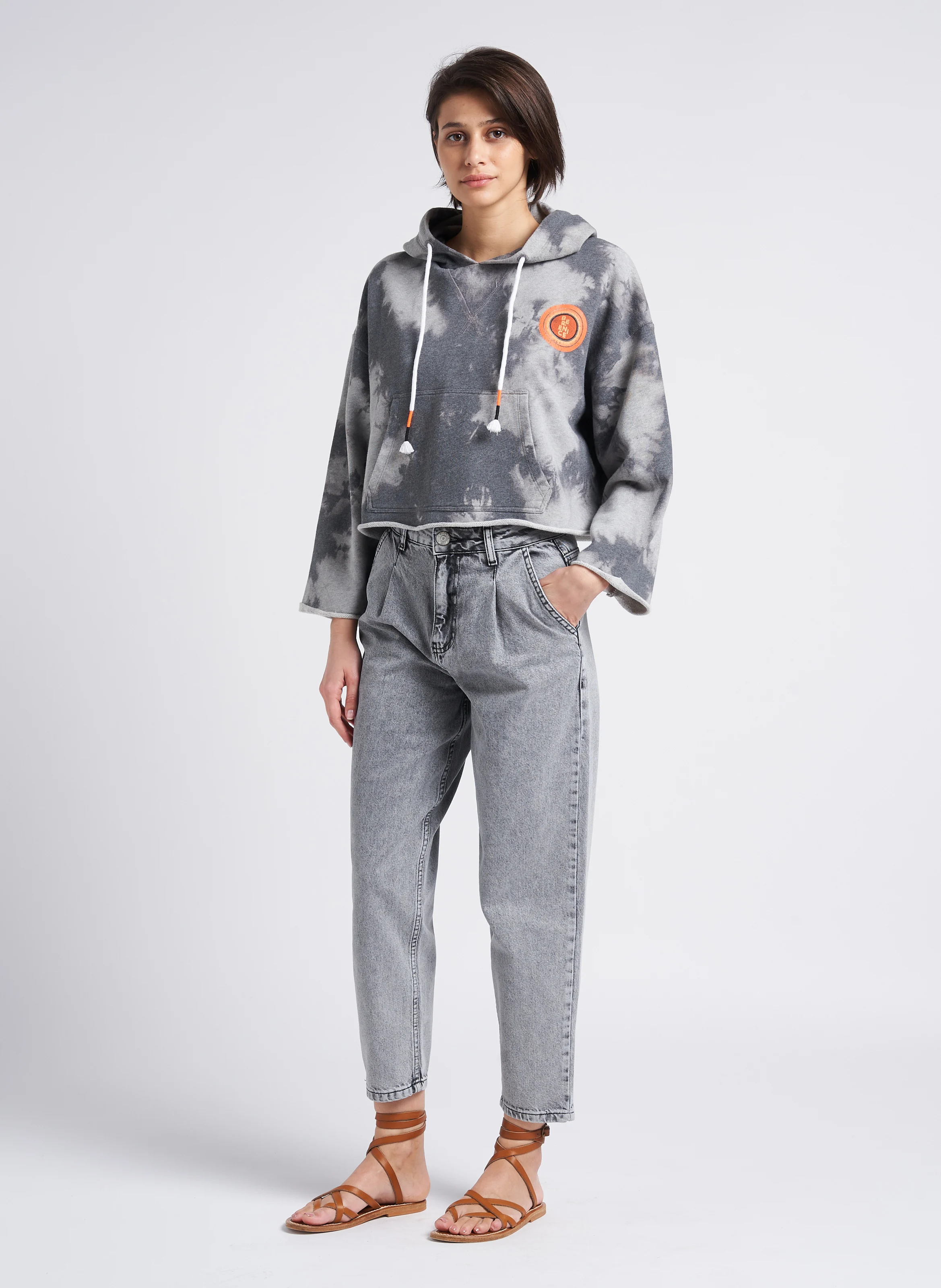 Jean baggy en coton délavé | Argent
