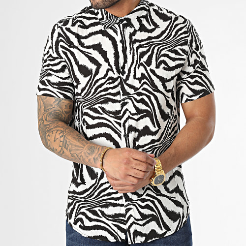 Chemise Manches Courtes Blanc Noir