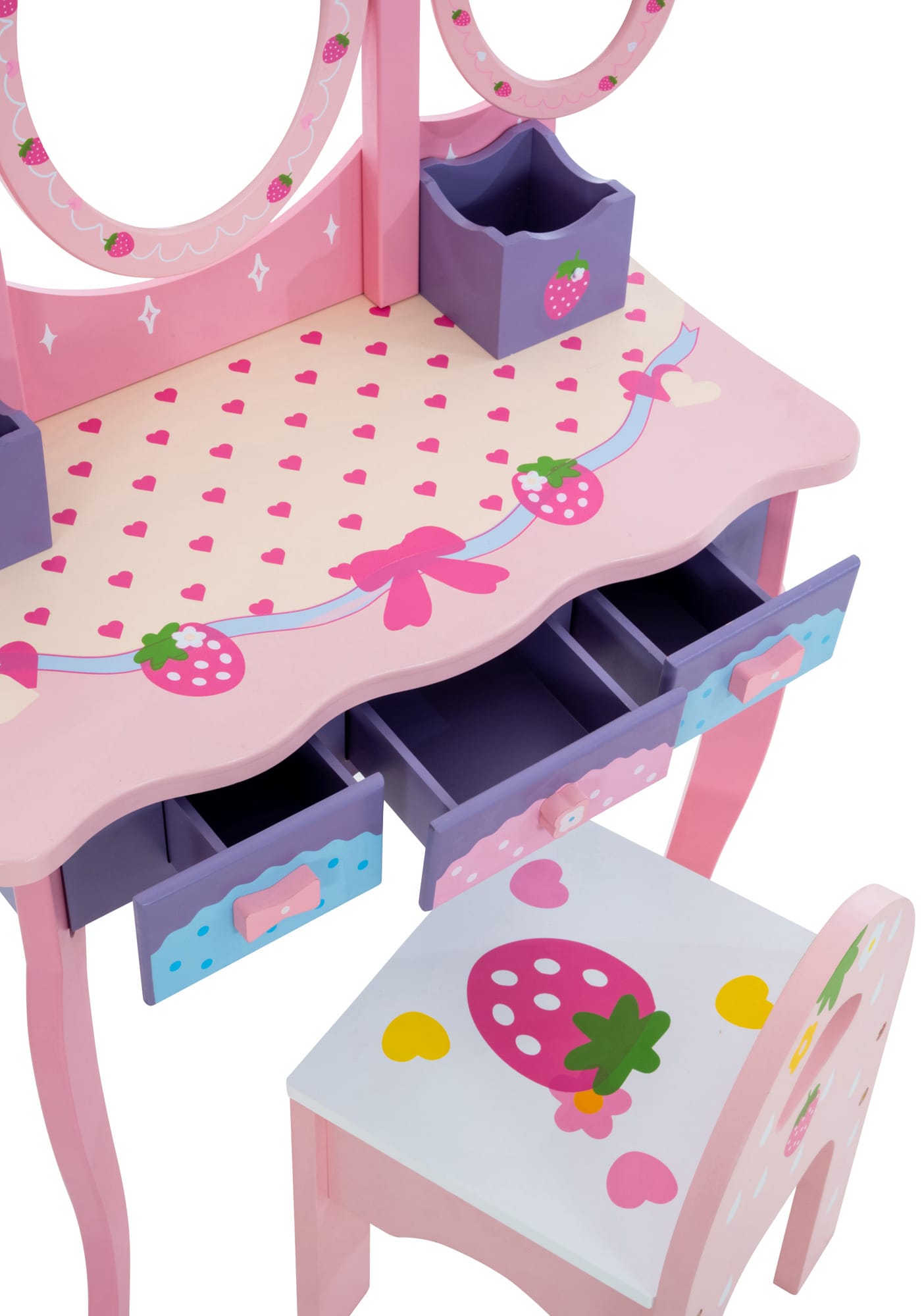 CLP Kinder Schminktisch Emilia I Frisiertisch mit Hocker I Schminkkommode mit Spiegel