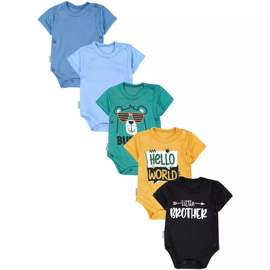TupTam Baby Jungen Kurzarm Wickelbody 5er Set grüngelb