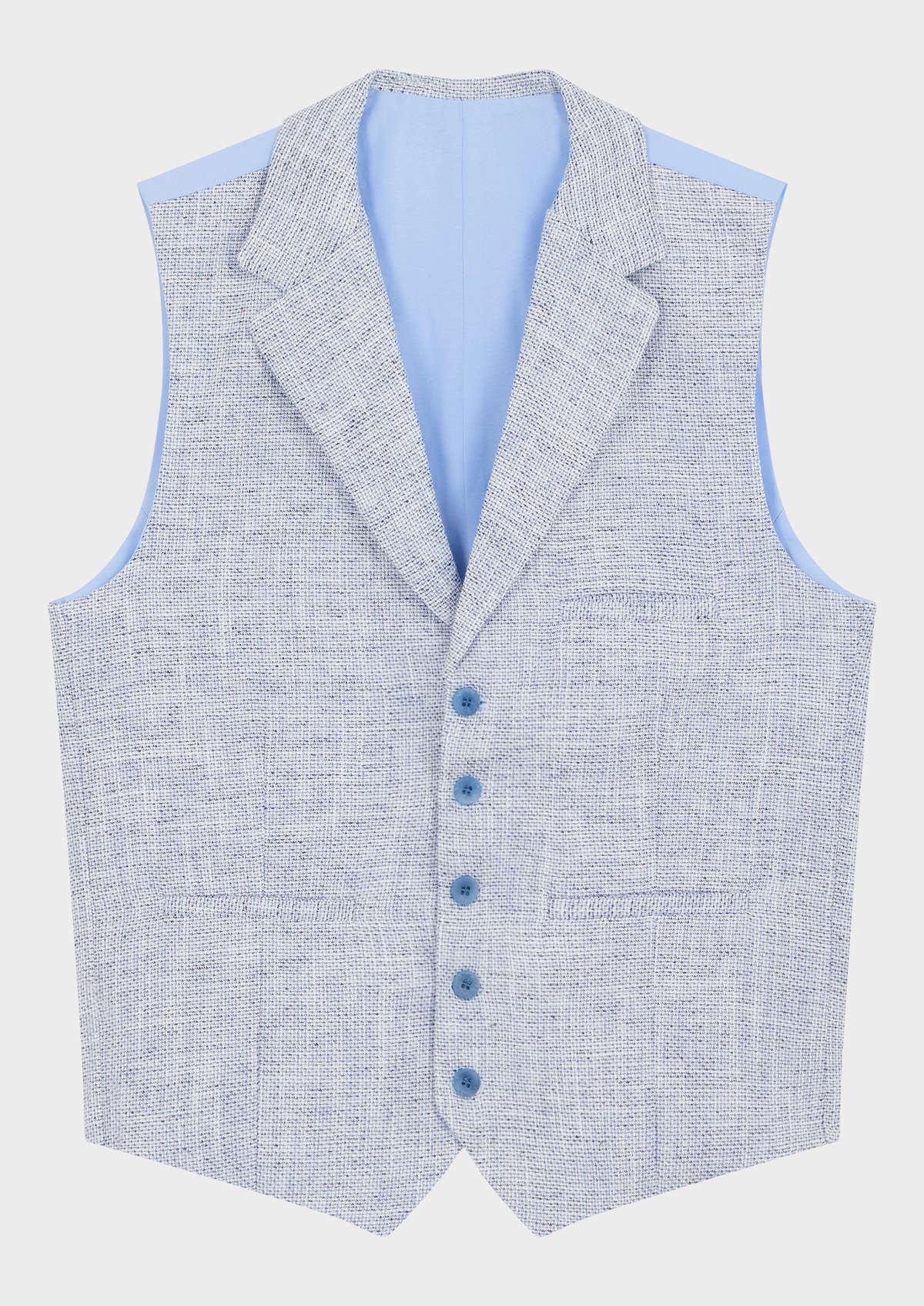 Gilet casual en coton et lin mélangés unis bleu glacier