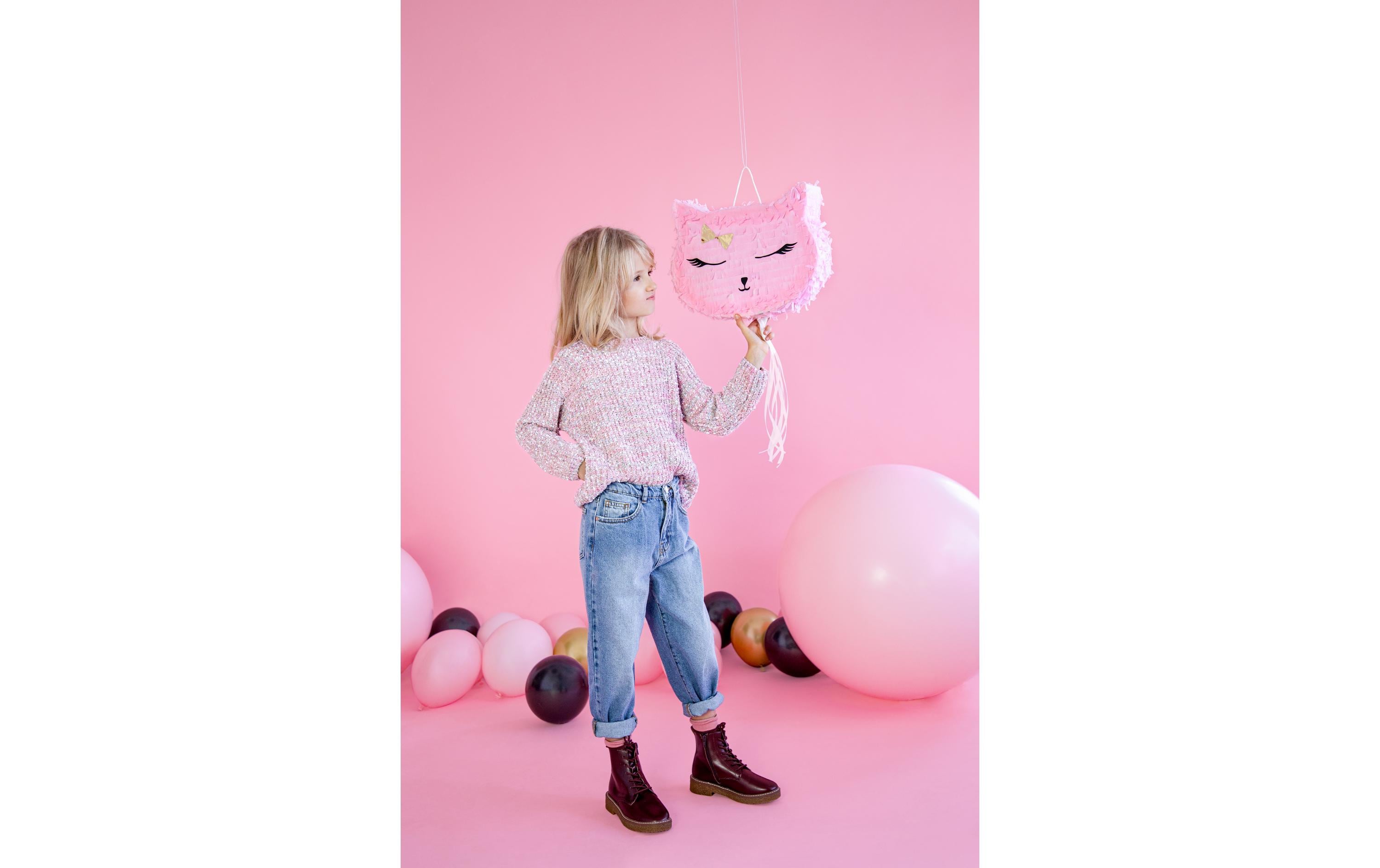 Pinata Katze, 35 x 27 x 9 cm, Rosa, 1 StückPiñata zum Befüllen mit Geschenken, Süssigkeiten etc.