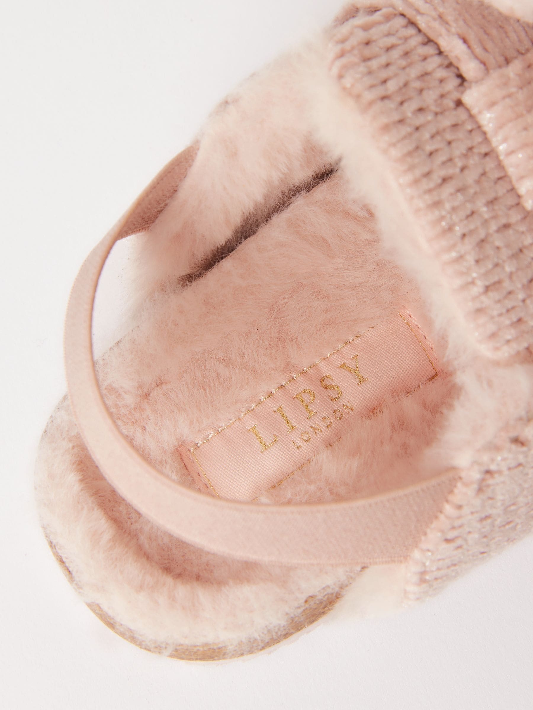 Lipsy slip on voetbed gesp met imitatiebont gevoerde nachtkleding klomppantoffels