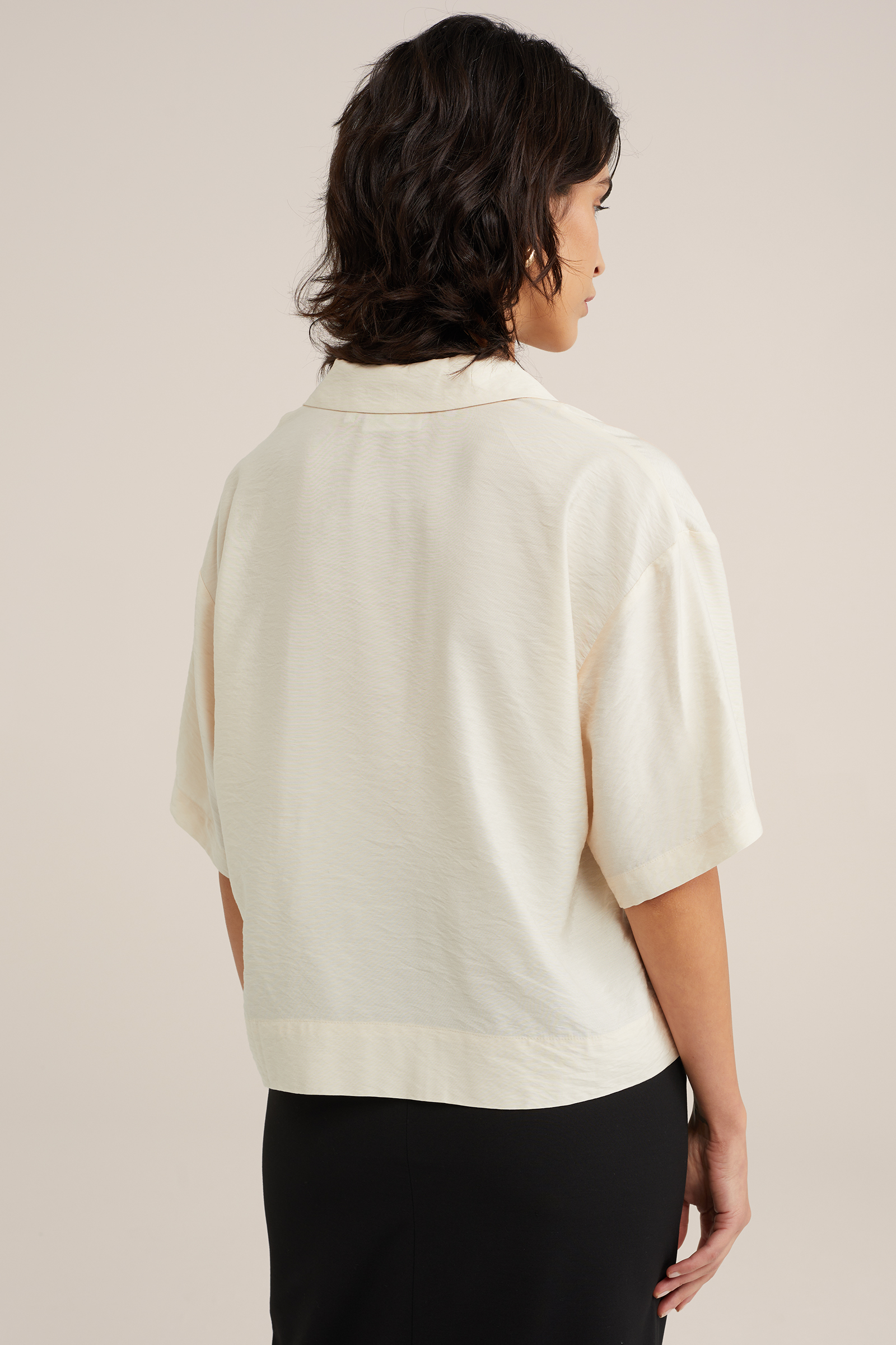 blouse met zijdelook WE Studio Gebroken wit