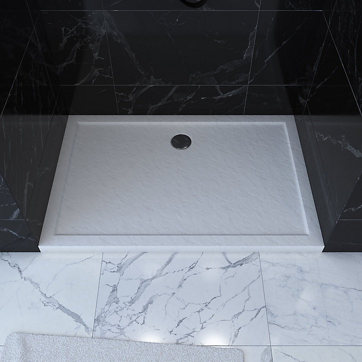 Receveur de douche extra-plat 90 x 120 cm, acrylique, blanc, Galedo Pedra
