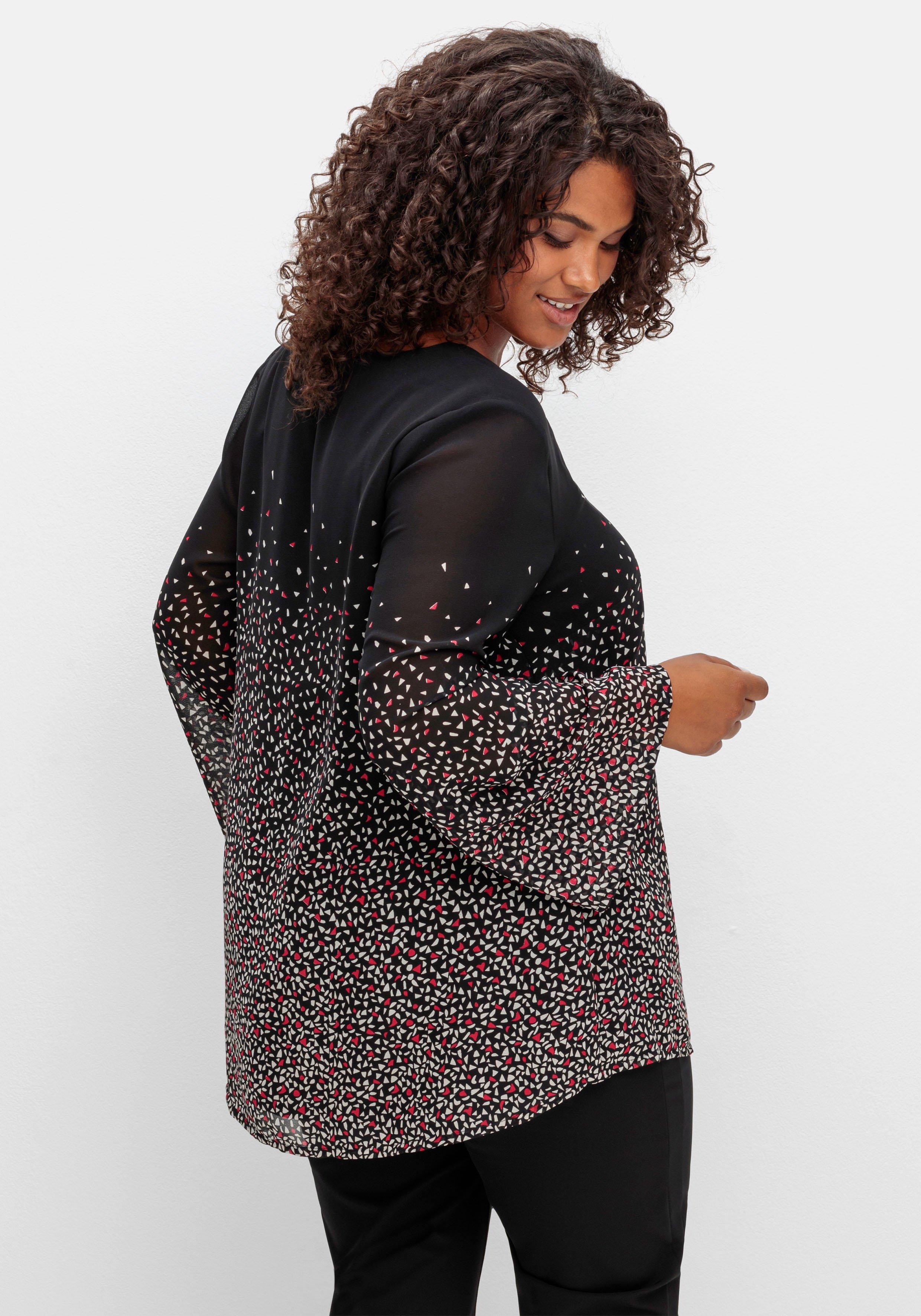 Gefütterte Chiffontunika mit Alloverprint