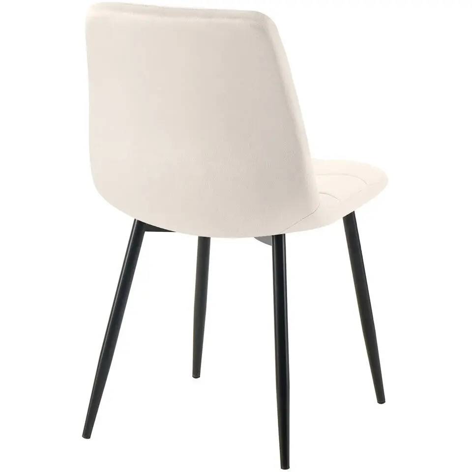 CLP Eetkamerstoel Antibes zwart Frame - Fluweel - cremewit