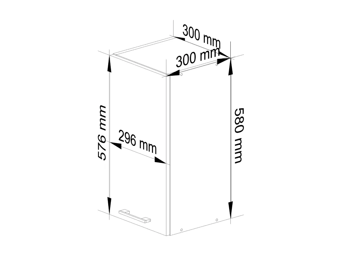 Armoires de cuisine haute AKORD W30 OLIWIA Blanc 30 cm 1 porte façade Blanche 2 étagères 30x30x58 cm