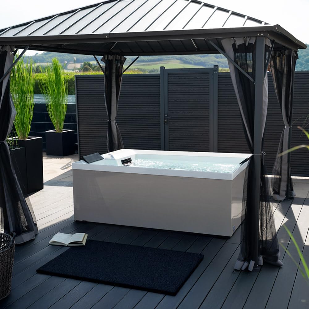 Home Deluxe - Outdoor Whirlpool Nimbus Deluxe Pure – ohne Treppe und Thermoabdeckung - Maße: 190 x 140 x 70 cm- Inkl. Heizung, 18 Massagedüsen I Außen Whirlpool für 2 Personen