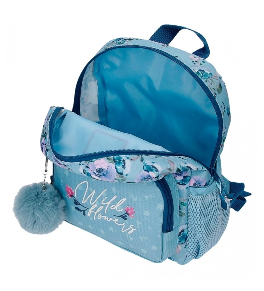 Mochila pequena Joumma Bags MovomWild Flowers, azul - 23x28x10cm -