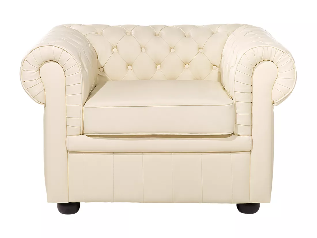 Fauteuil CHESTERFIELD Cuir Beige