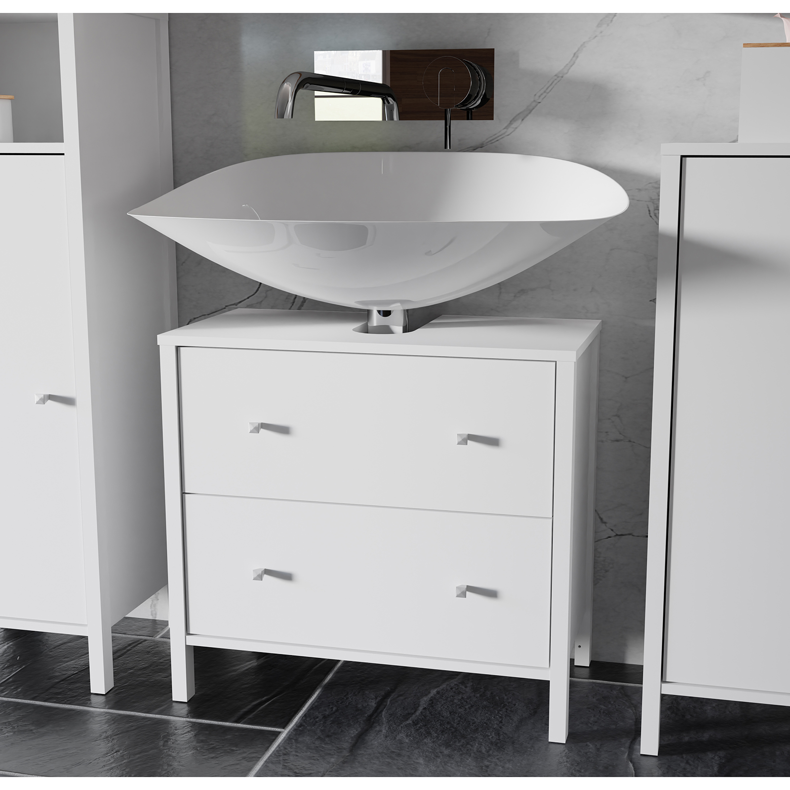 Waschbeckenunterschrank - weiß - 64 cm