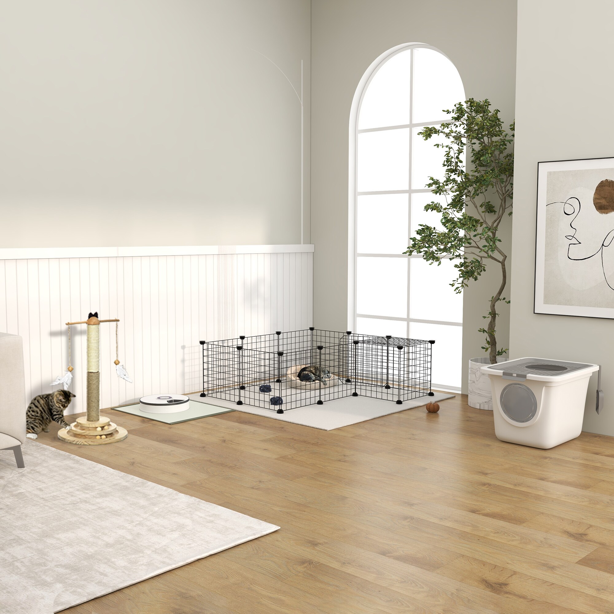 PawHut Laufgitter für kleine Haustiere schwarz 146 x 73 x 73 cm (LxBxH)