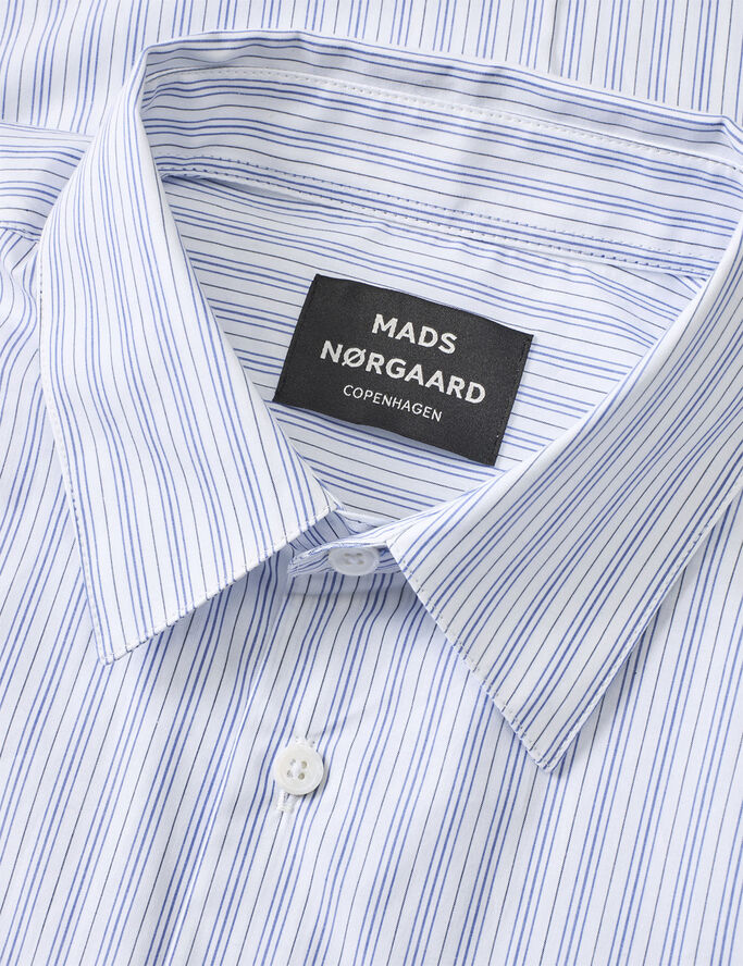 Mads Nørgaard - Copenhagen Organic Cotton Poplin Sune Shirt Blå hvid striber
