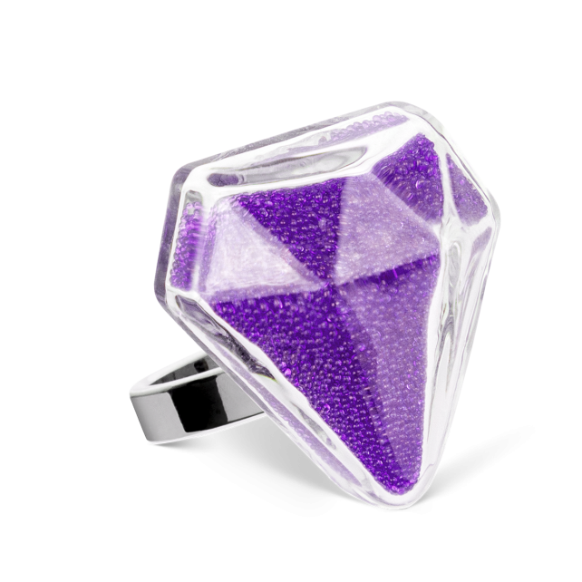 Bague en verre soufflé - Diamant Medium Billes