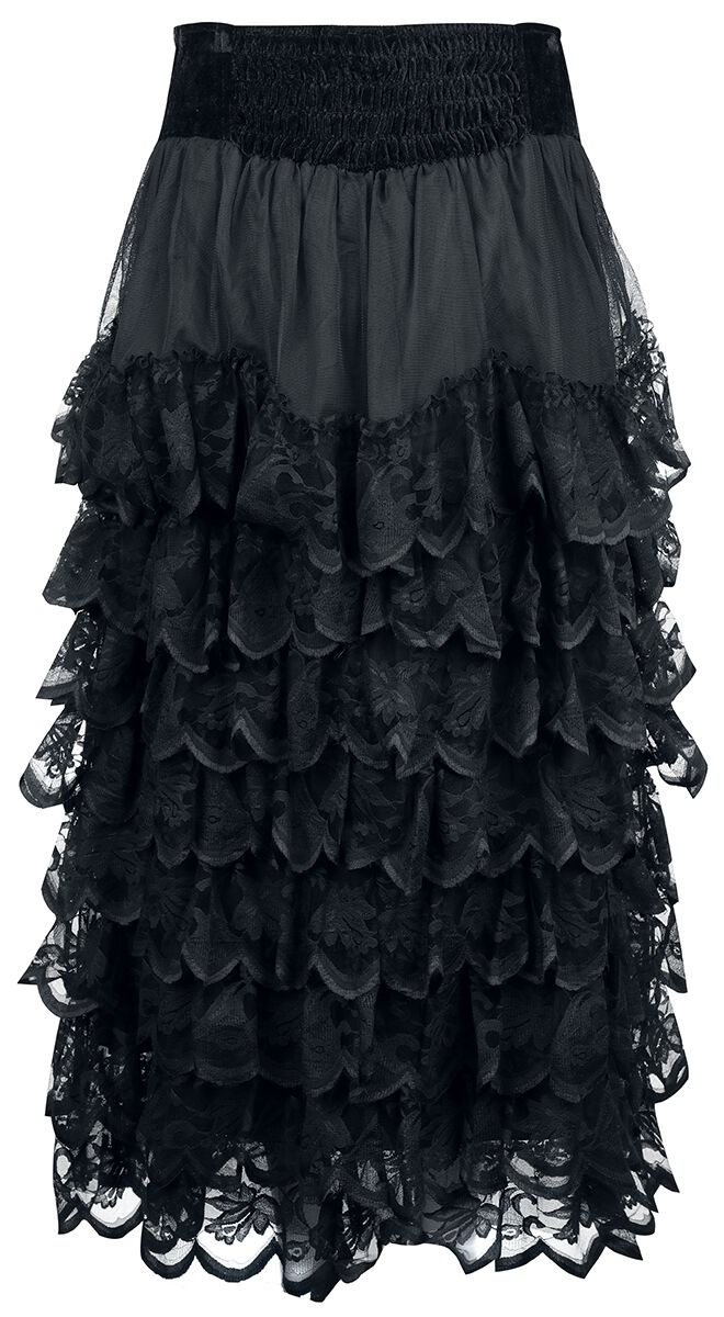 Flounce Skirt With Velvet Details | Gothicana by EMP Jupe longue
