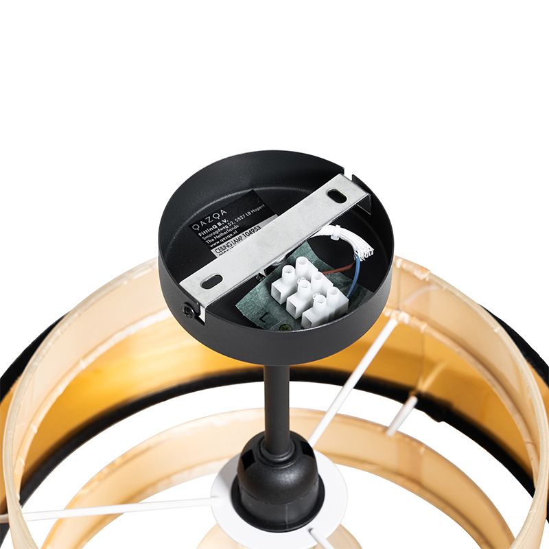 Moderne plafondlamp zwart met goud - Elif
