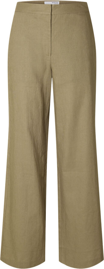 Selected Femme SLFTANIA-ELIANA HW WIDE PANT EX Covert green