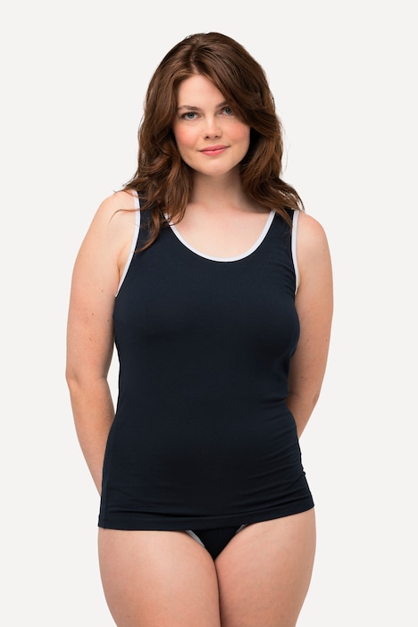 Tanktop, farbige Kanten, Rundhals, ärmellos, Biobaumwolle