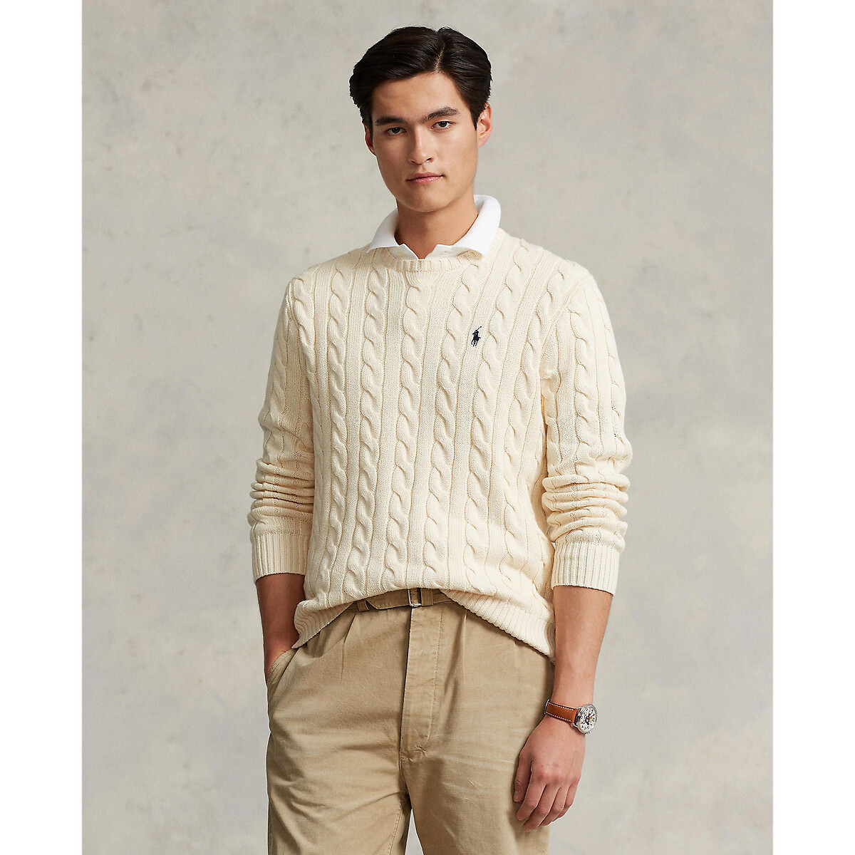 POLO RALPH LAUREN<br>Suéter de algodão trançado