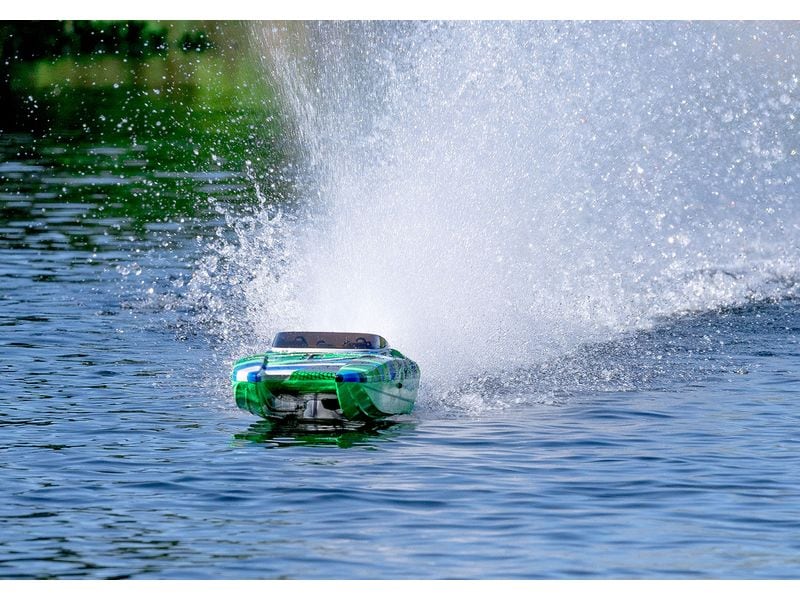 Traxxas M41 Widebody Catamaran Grün ARTR, 1:10 Katamaran Schnellboot mit Brushless Motor