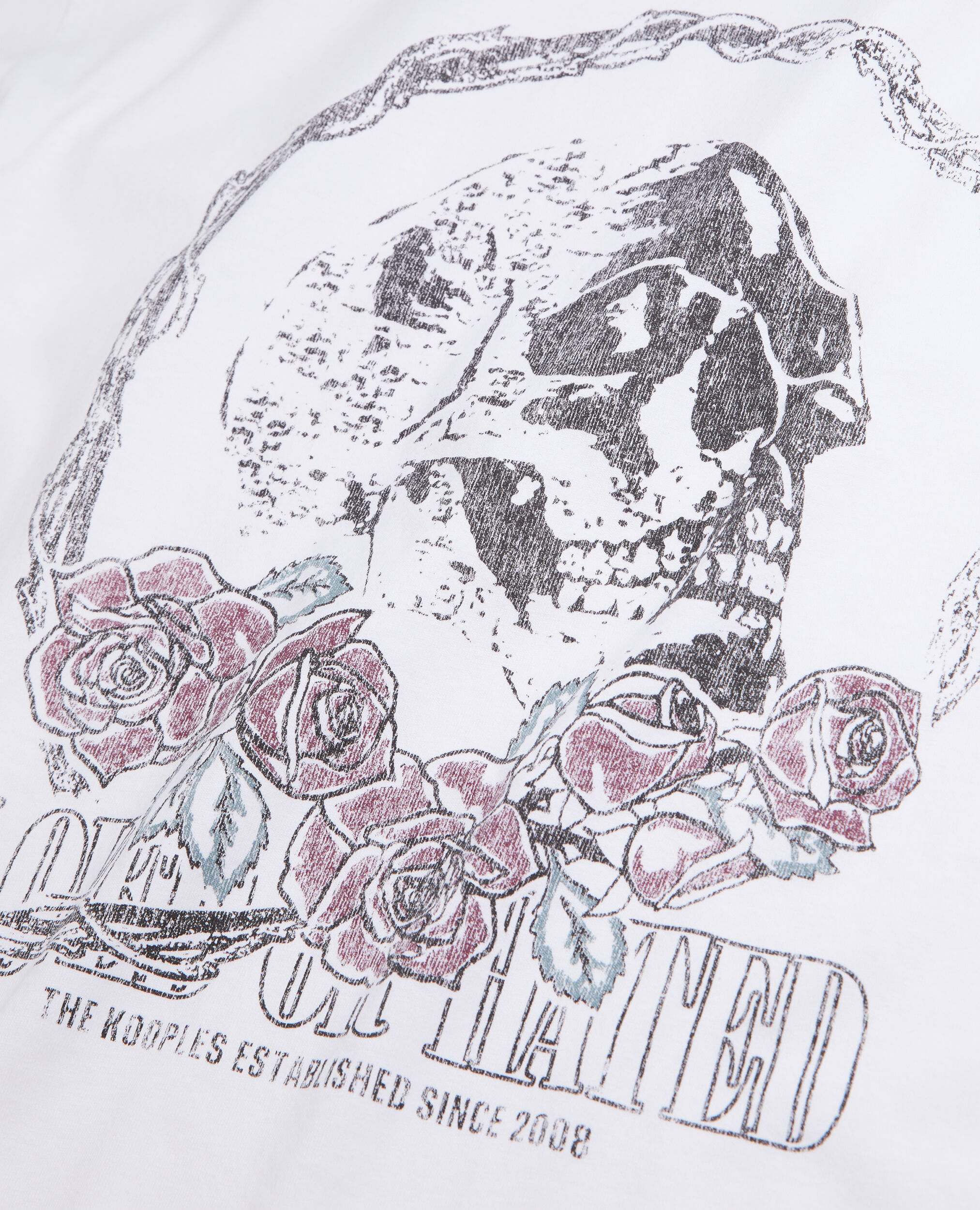 T-shirt blanc avec sérigraphie Vintage skull