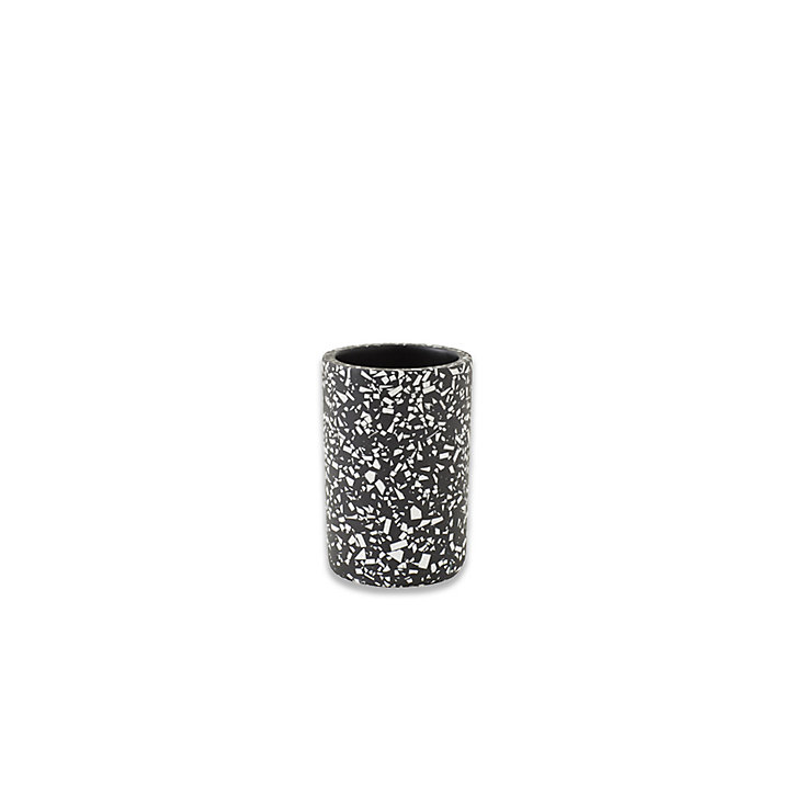 Gobelet salle de bains, noir et blanc, Terrazzo