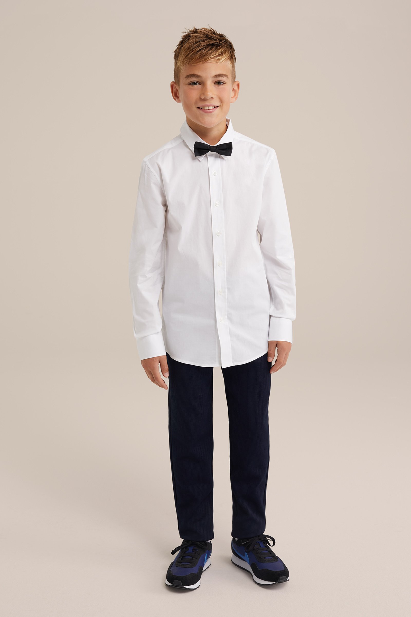 Jongens overhemd met afneembare vlinderdas WE Fashion Wit