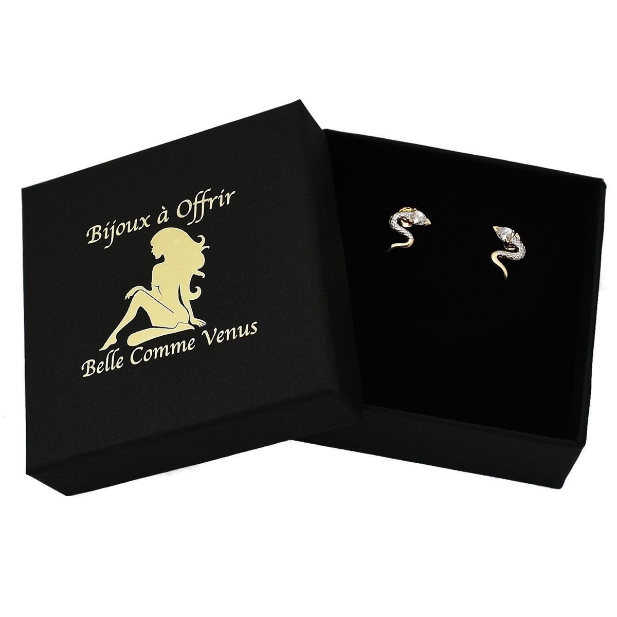 Boucles d'oreilles Serpent Oxyde de Zirconium Plaqué OR 750 3 microns 2 tons