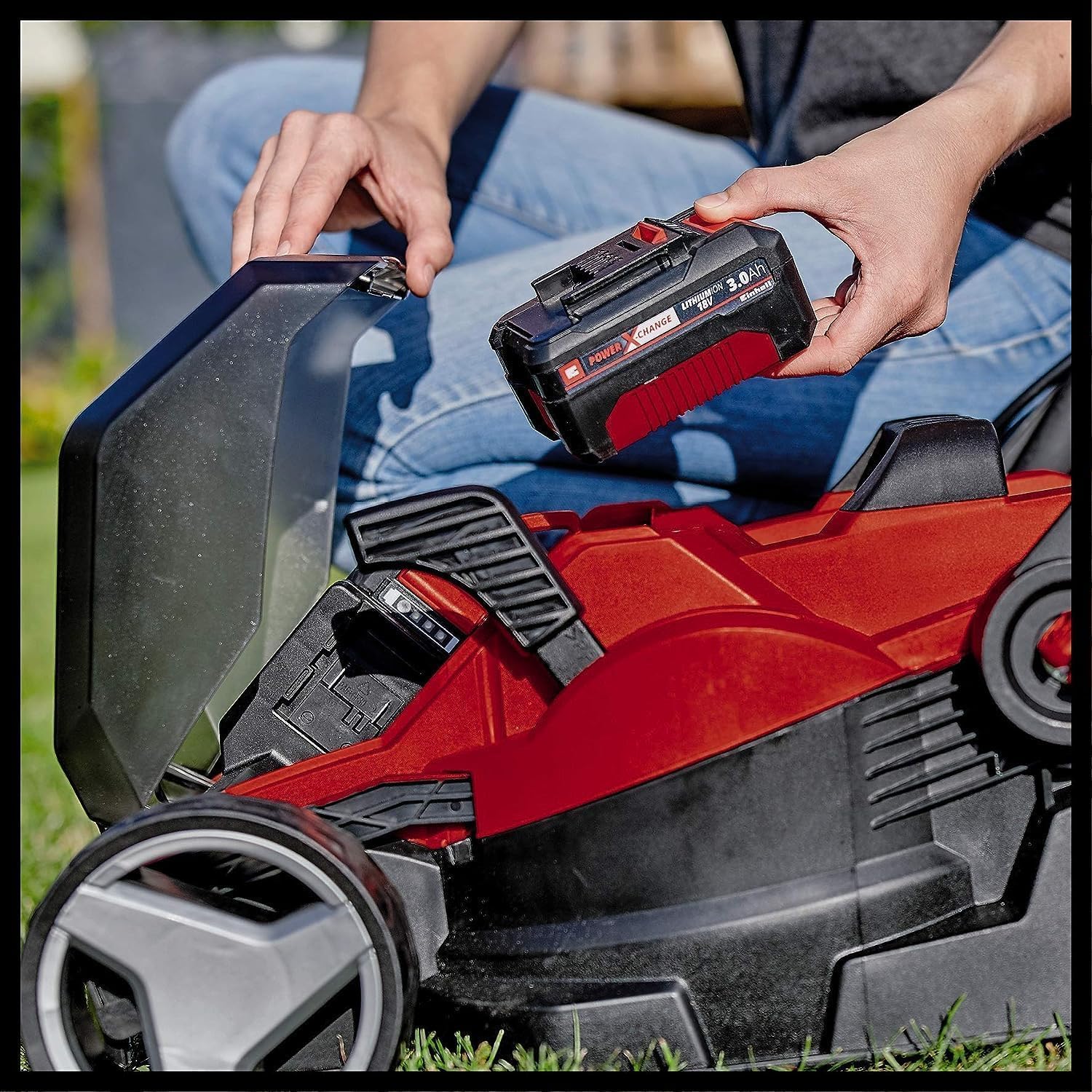 Einhell Akku-Rasenmäher GE-cm 36/34-1 Li-Solo Power X-Change (36 V, 33,5 cm Schnittbreite, bis 200 m², 30L Grasfangkorb, 25-65 mm Schnitthöhe, ohne Akku)