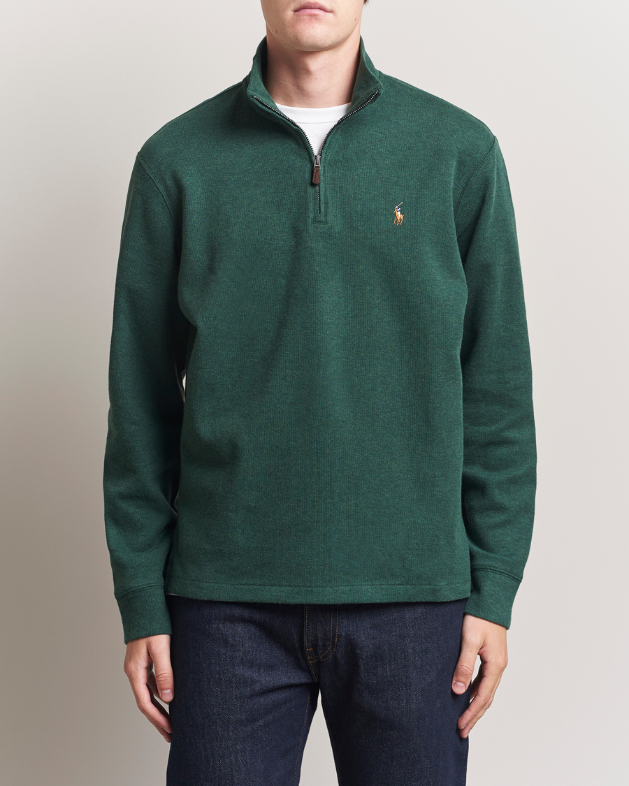 Polo Ralph Lauren Double Knit Jaquard Half Zip Sweater Pine Heather