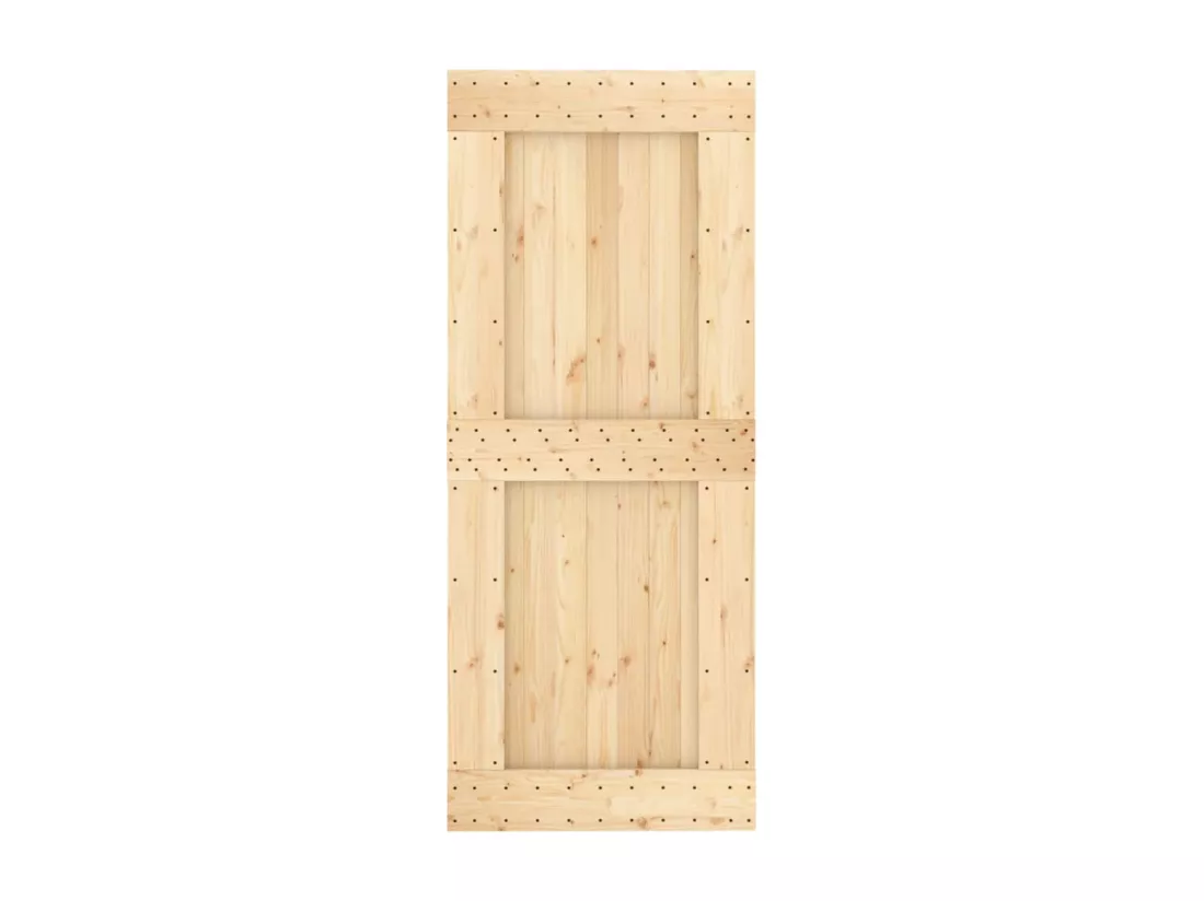 Porte coulissante et kit de quincaillerie 85x210 cm pin massif