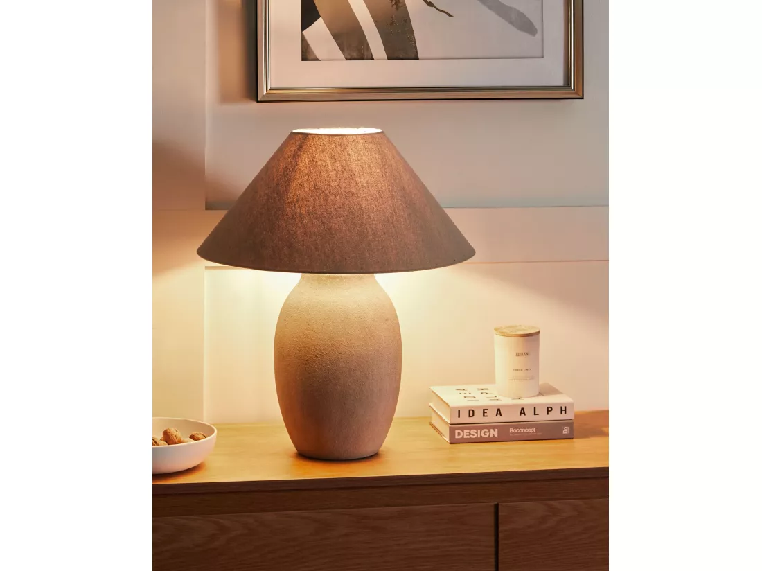 Lampe à poser GRALIWDO Céramique Gris clair