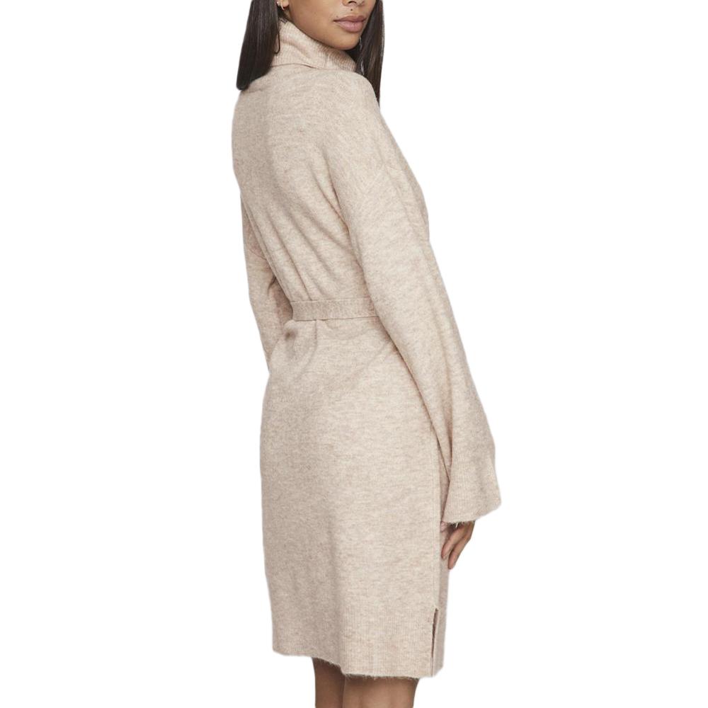 Vila Robe Pull Beige Femme Vila Rollneck