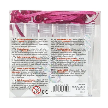Idena Seifenblasen Stick mit Herzdeckel 4,5ml 24er