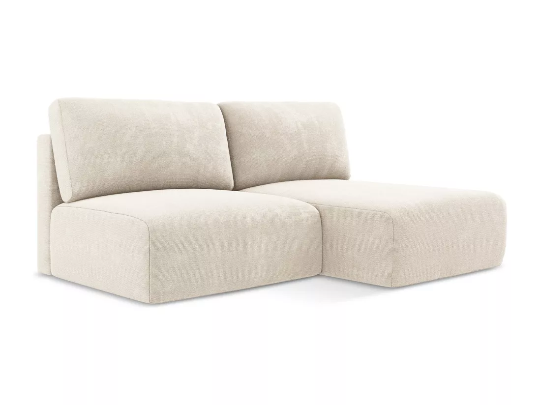Canapé d’angle 3 places droit sans accoudoir convertible en Chenille - beige clair - KONA