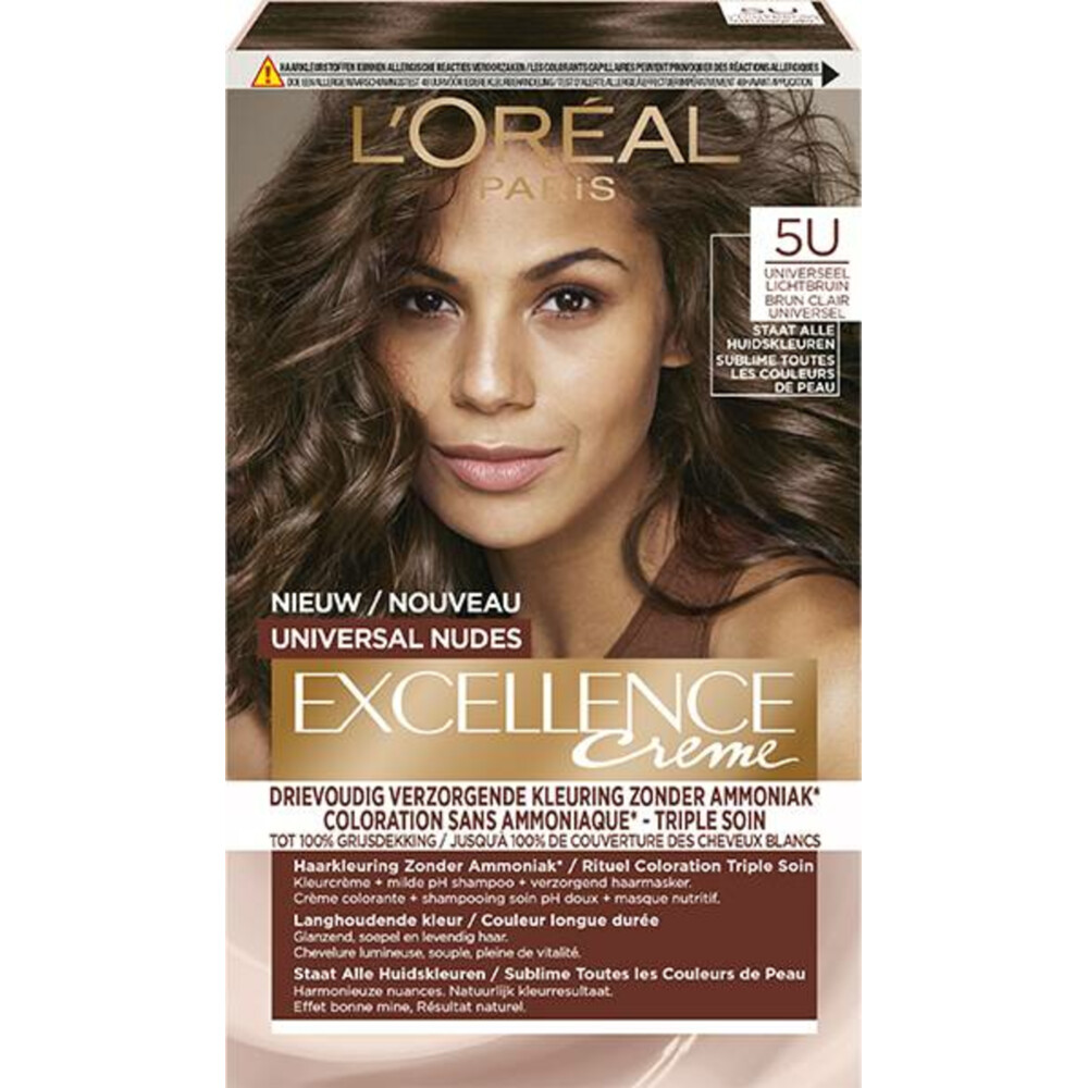 L'Oréal Excellence Crème Universal Nudes Permanente Haarkleuring 5U Universeel Lichtbruin
