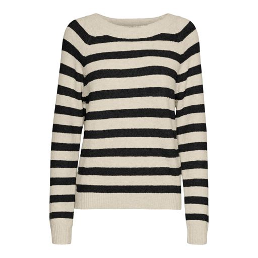 Vero Moda Doffy LS Striktrøje, Birch/Black, XS