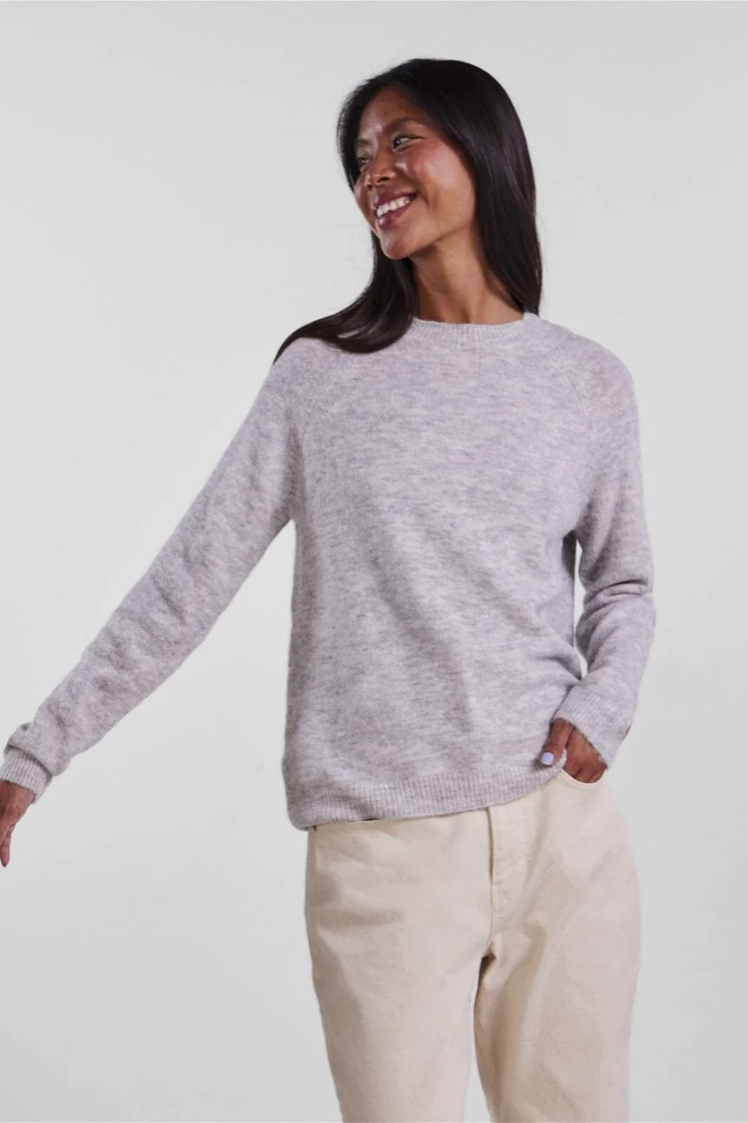 Pieces Pcjuliana Ls O-Neck Knit 3933836 light grey melange
