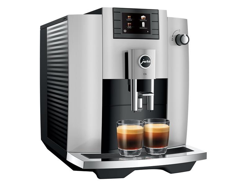 JURA Kaffeevollautomat E6 Platin (SC) Zweitassen-Vollautomat für elf verschiedene Kaffee- und Milchgetränke