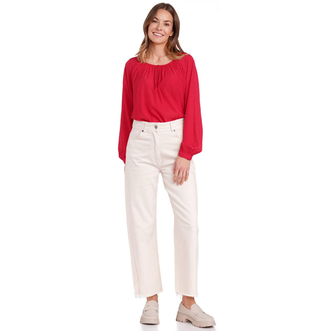 Gina Benotti Damen Bluse in Unifarben rot