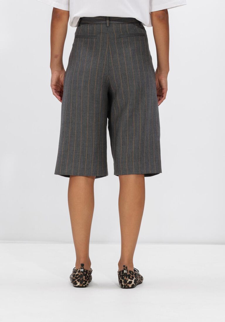 grijze ganni broeken wool stripenwrap shorts