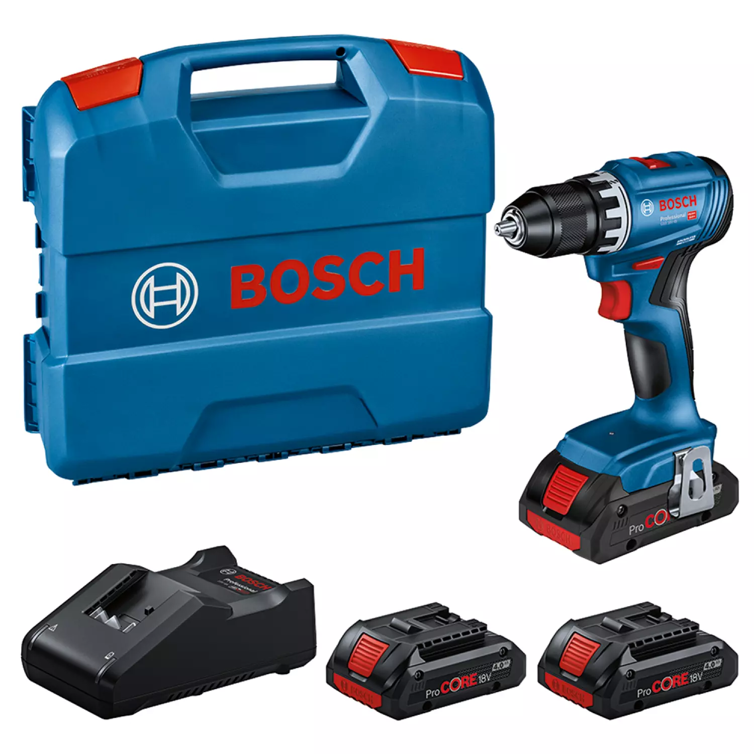 Bosch GSR18V-45  18V Li-ion accu Schroefboormachine set (3x 4Ah accu) in L-Case - 45Nm